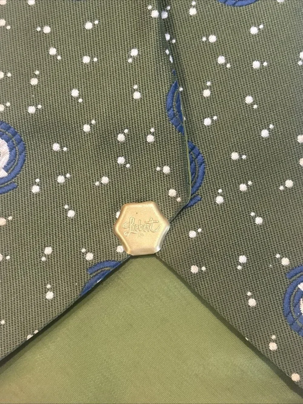 Vintage Liebert Polyester Necktie Tie Green Art Deco Retro Excellent Style